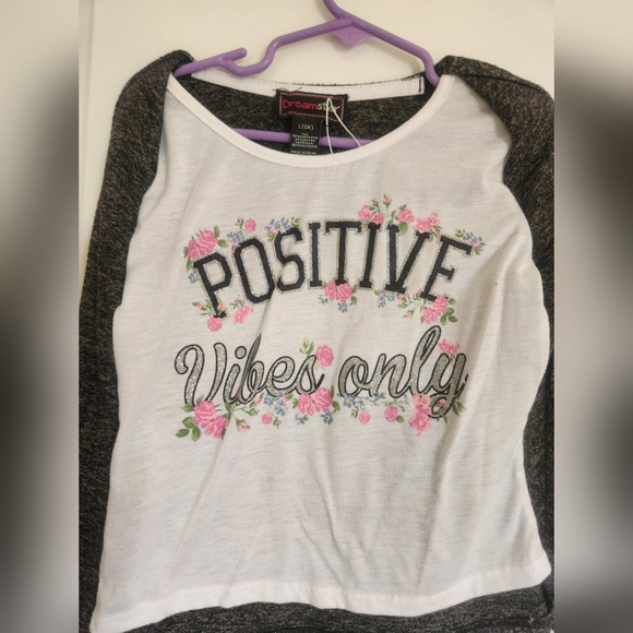 Girls gray Cardigan with attached positive vibes shirt size 6x - Picture 2 of 7